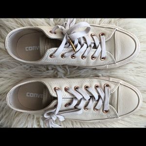 Cream Converse Sneakers  with Rose Gold Accents